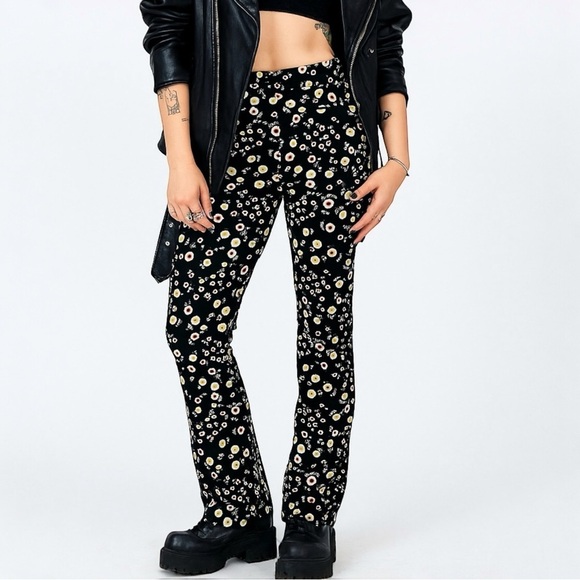 VINTAGE 80s MOSCHINO Floral Print Spell Out Pants - Picture 1 of 15